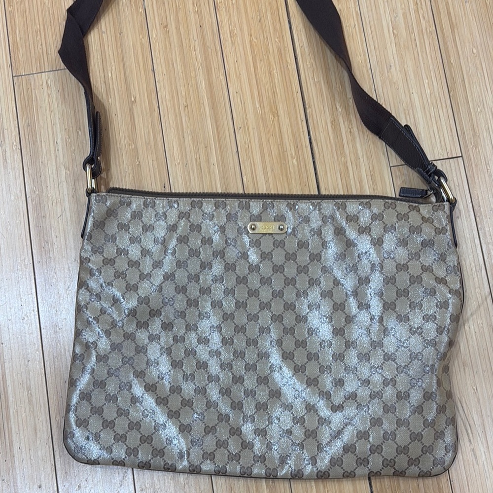 Gucci Brown Shoulder Bag Large Crystal Collection